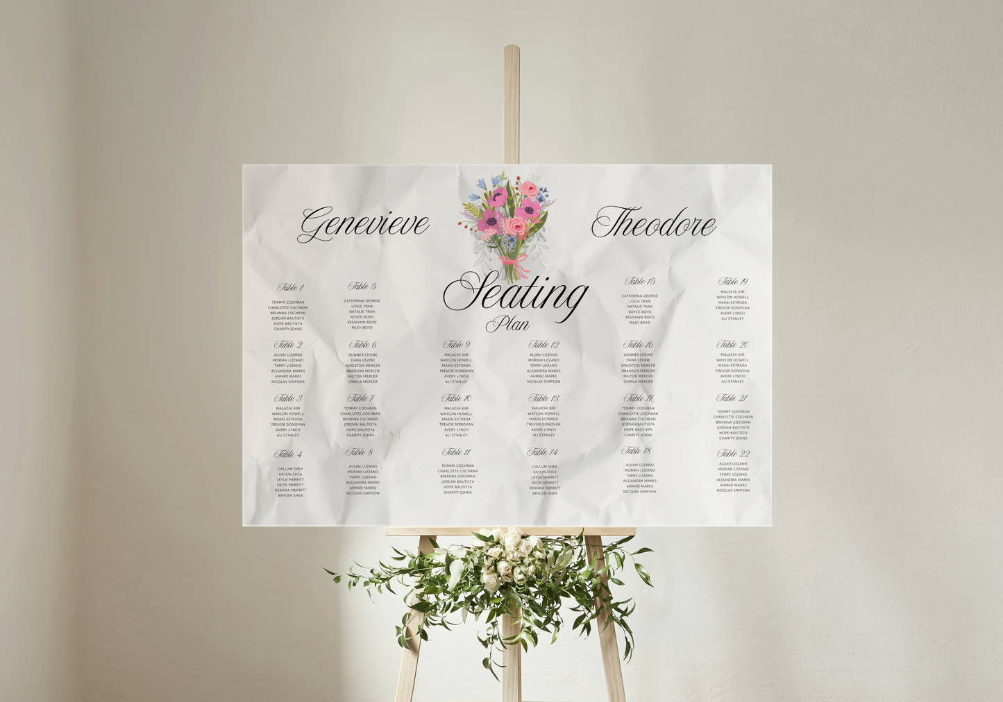 24" X 36" Floral Elegant Vintage Wedding Seating Chart  Editable in CANVA Free Delivery Now!